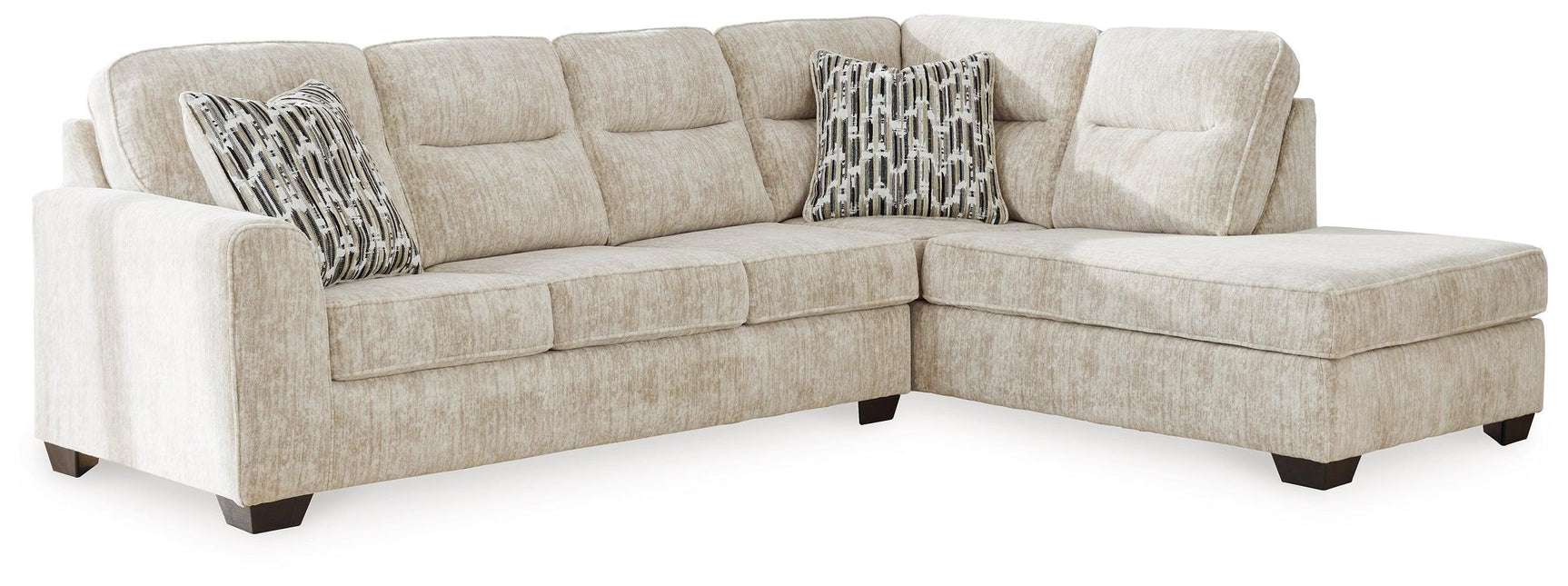 Lonoke Parchment Velvet 2-Piece Sectional With Chaise