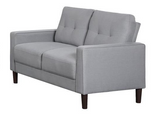 Bowen Grey Tufted Fabric Loveseat with Track Arms