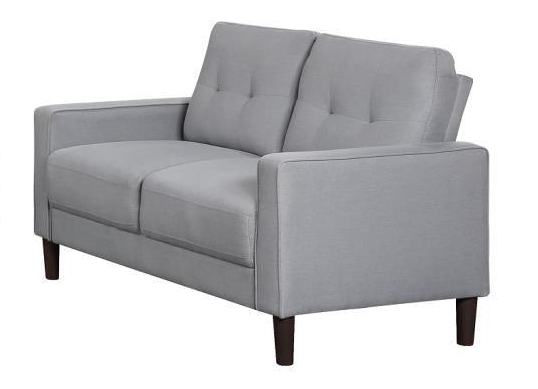Bowen Grey Tufted Fabric Loveseat with Track Arms
