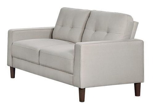 Bowen Beige Tufted Upholstered Loveseat with Track Arms