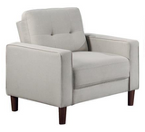 Bowen Beige Tufted Upholstered Accent Chair with Track Arms
