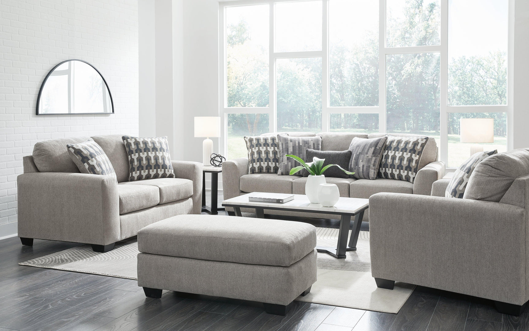 Avenal Flannel Park Sofa, Loveseat, Chair and Ottoman