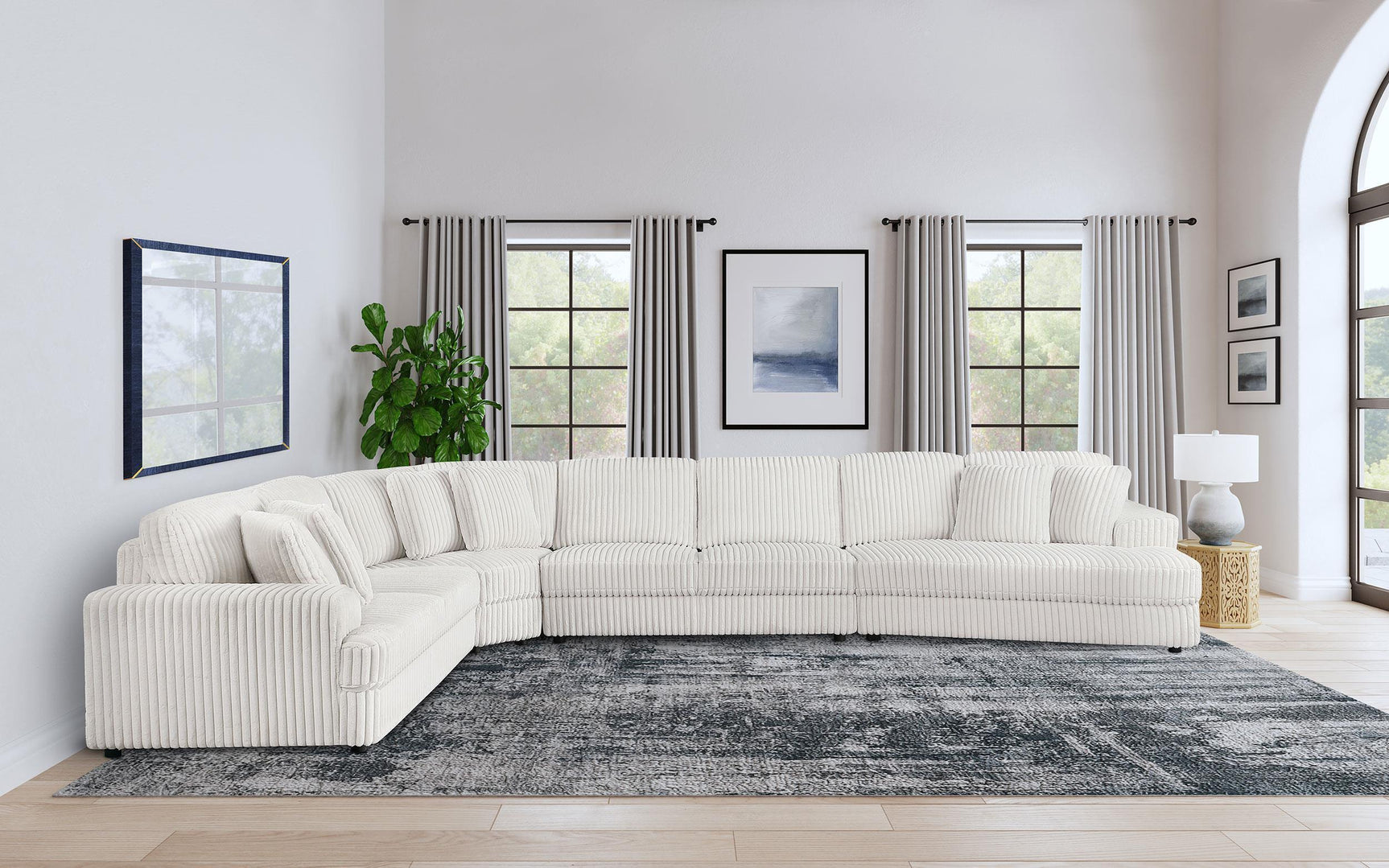 Emberson 4-Piece Upholstered Modular Sectional Sofa Ivory