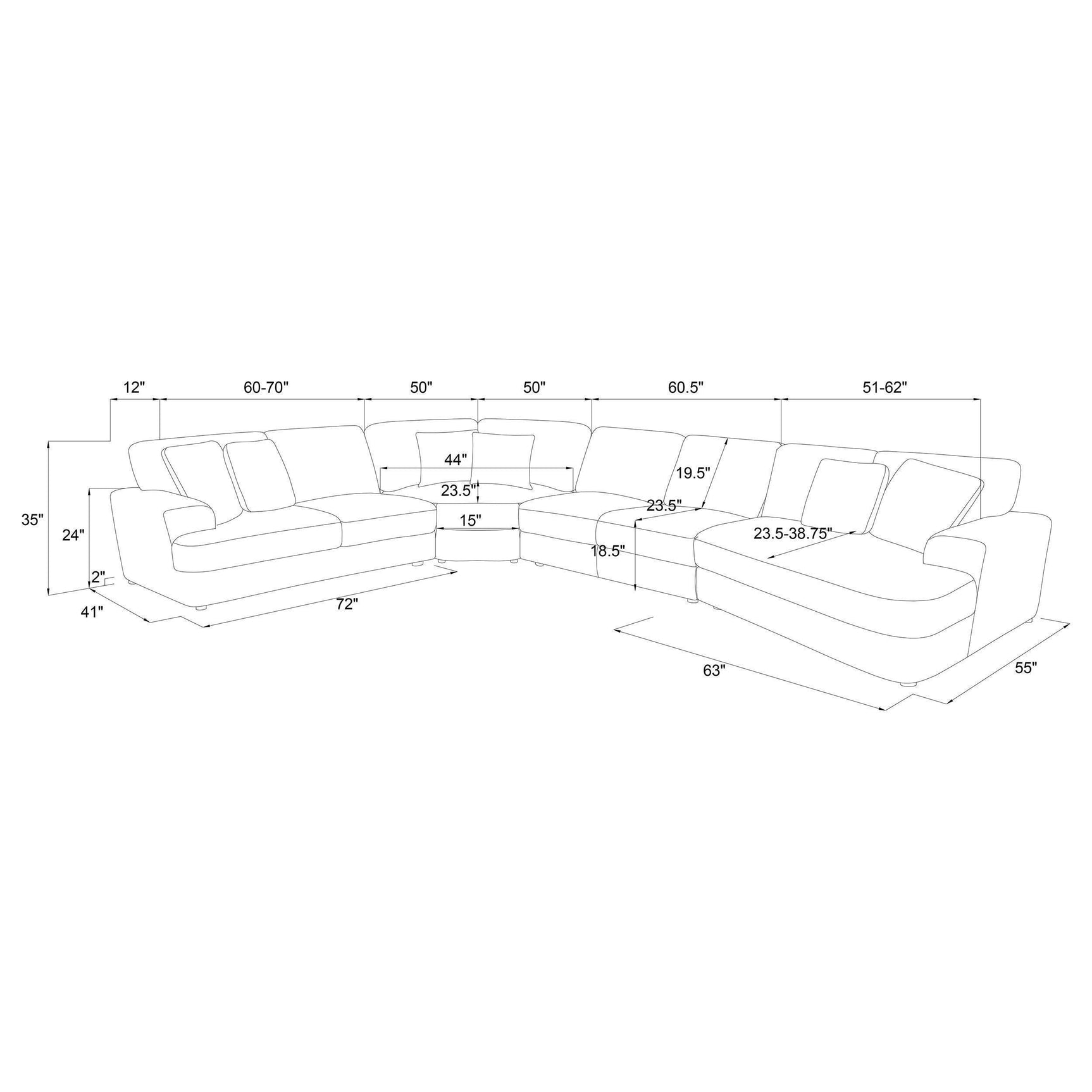 Emberson 4-Piece Upholstered Modular Sectional Sofa Ivory