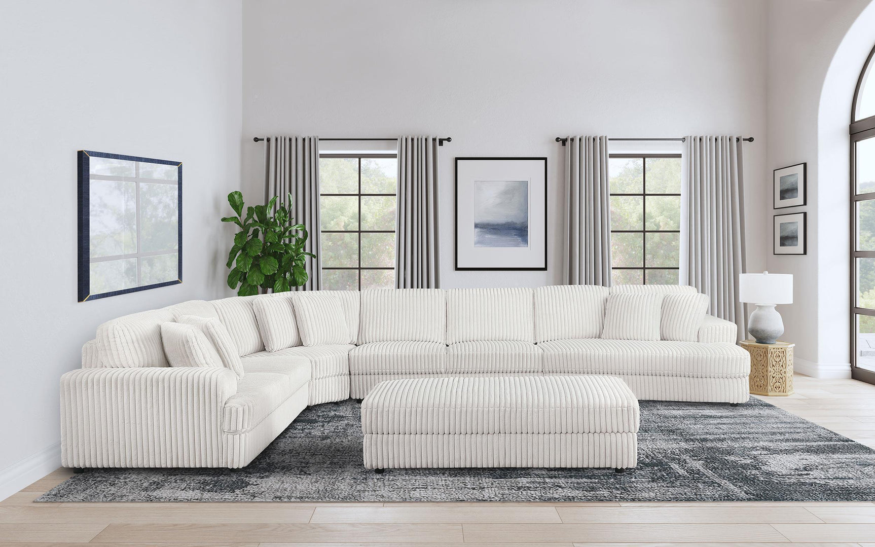 Emberson 5-Piece Upholstered Modular Sectional Sofa Ivory