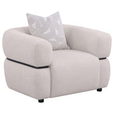 Jeanette 3-piece Fabric Upholstered Round Arm Sofa Set Beige