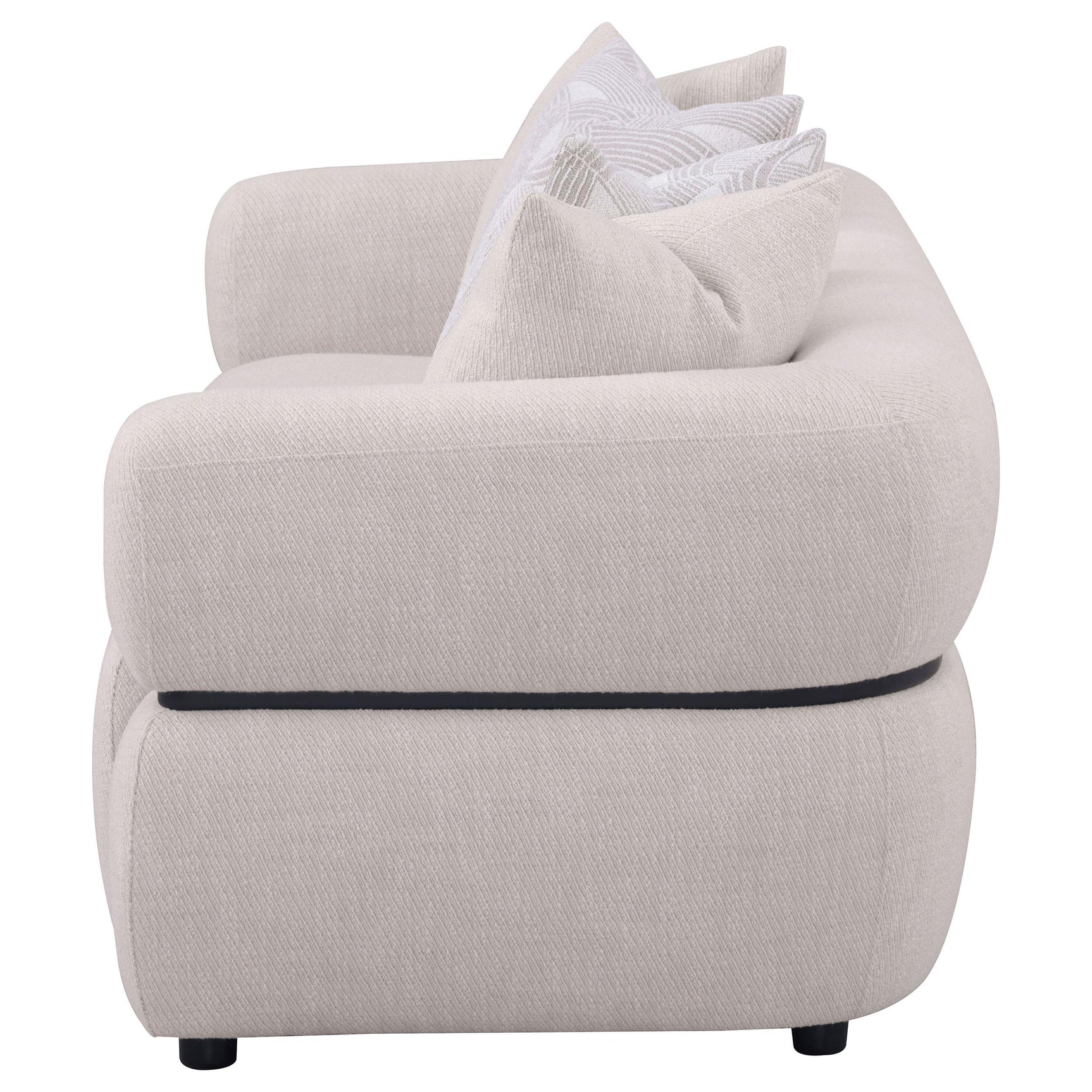 Jeanette 84-inch Fabric Upholstered Round Arm Sofa Beige