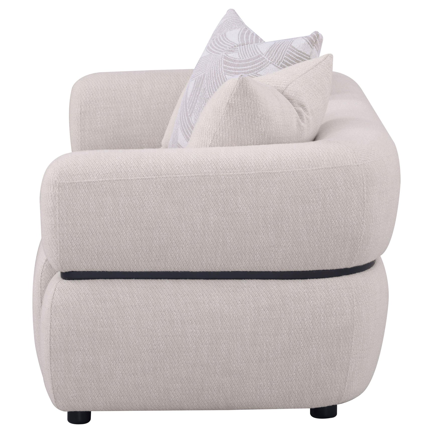 Jeanette 73-inch Fabric Upholstered Round Arm Loveseat Beige