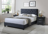 Ezra Dark Contemporary Modern Sleek Traditional Wood Tufted Fabric King Bed - Ella Furniture