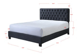 Ezra Dark Contemporary Modern Sleek Traditional Wood Tufted Fabric King Bed - Ella Furniture