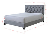 Danzy Gray Modern Sleek Traditonal Upholstered Fabric Tufted Queen Panel Bed - Ella Furniture