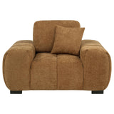 Octavia Fabric Upholstered Track Arm Accent Chair Amber