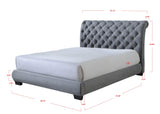 Carly Gray Modern Traditonal Fabric Upholstered Tufted King Platform Bed - Ella Furniture