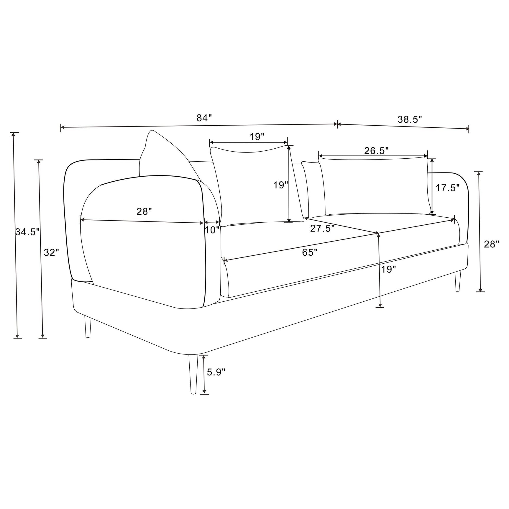 Jade Chenille Upholstered Sculpted Track Arm Sofa Latte