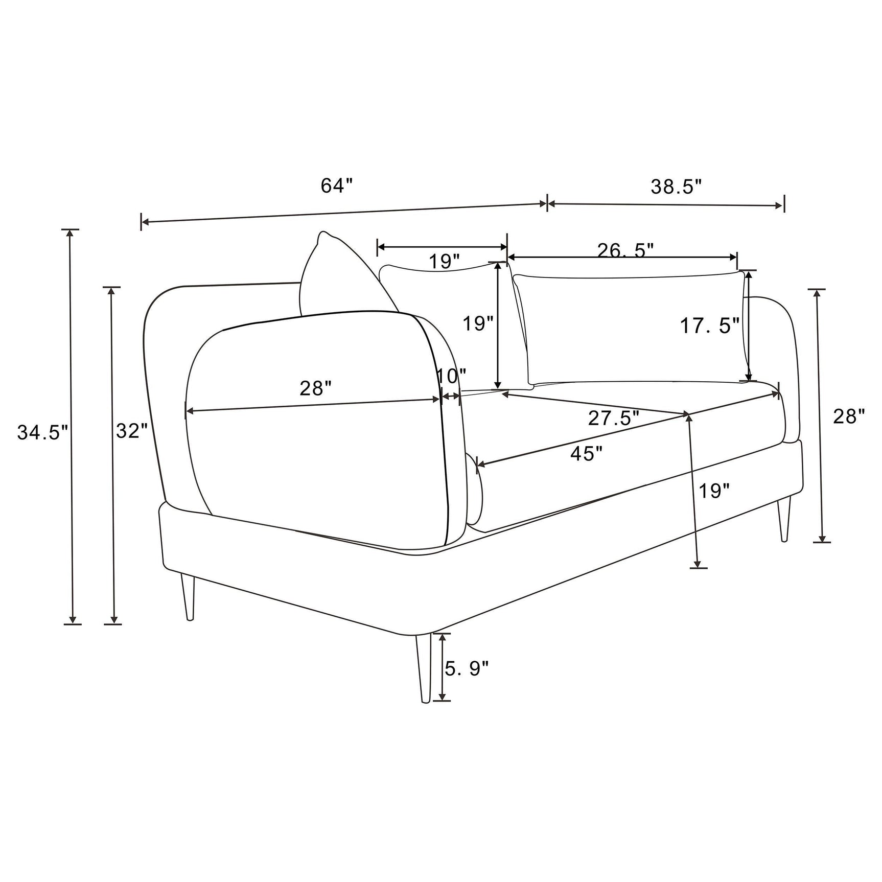 Jade Chenille Upholstered Sculpted Track Arm Loveseat Latte