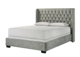 Daphne Light Gray Upholstered Tufted Panel Queen Bed