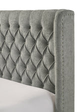 Daphne Light Gray Upholstered Tufted Panel King Bed