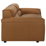 Buxton Top Grain Leather Upholstered Sofa Orange