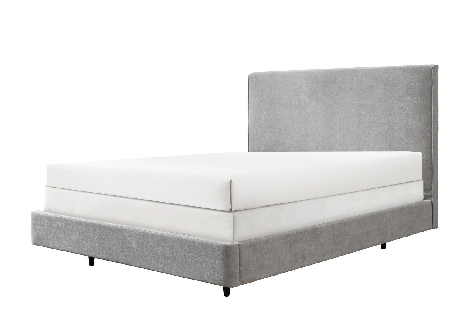 Nirvana Gray Modern Contemporary Plywood Velvet Upholstered Panel Queen Bed - Ella Furniture