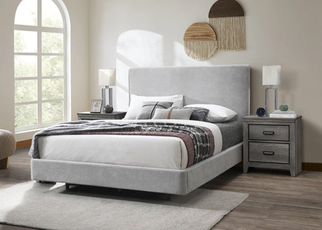 Nirvana Gray Modern Contemporary Plywood Velvet Upholstered Panel Queen Bed - Ella Furniture