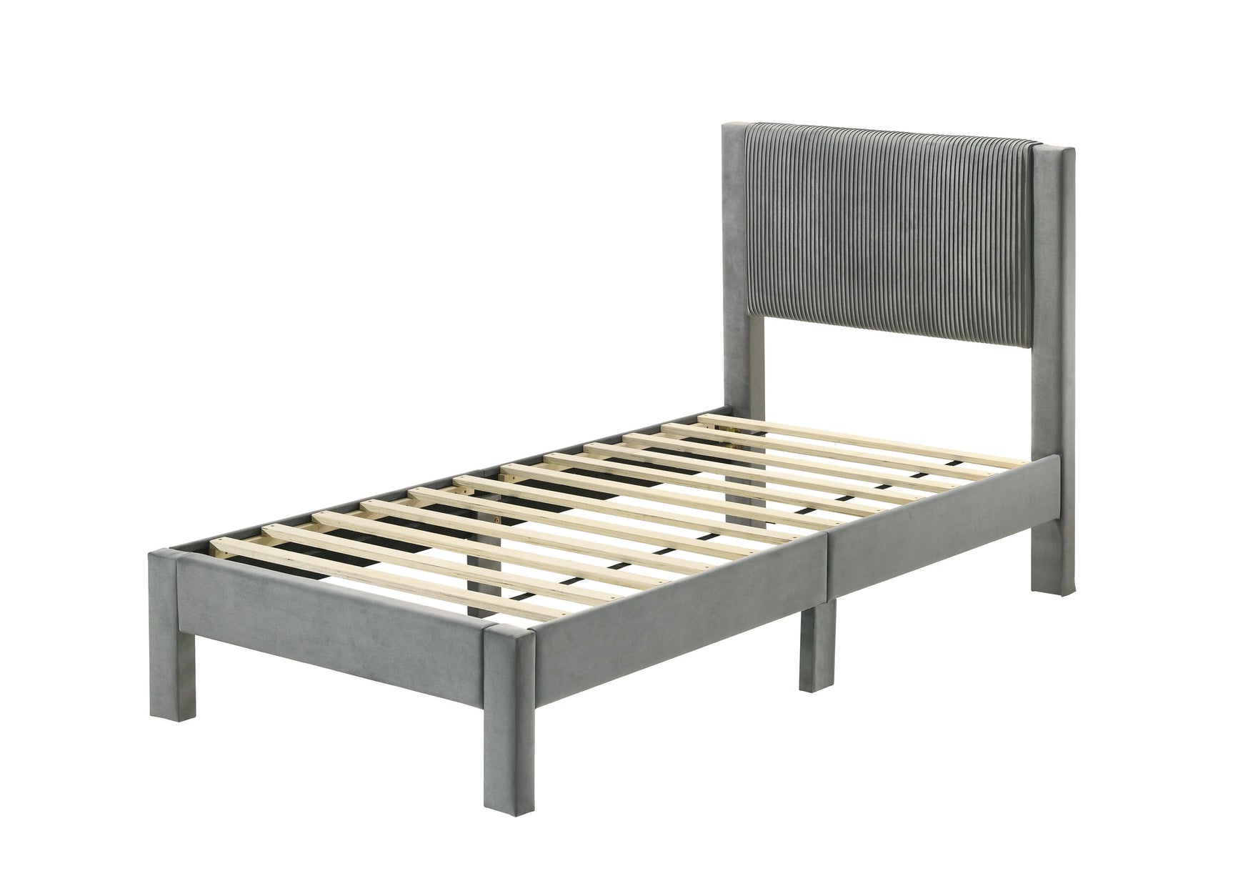 Lucia Light Gray Upholstered Platform Twin Bed