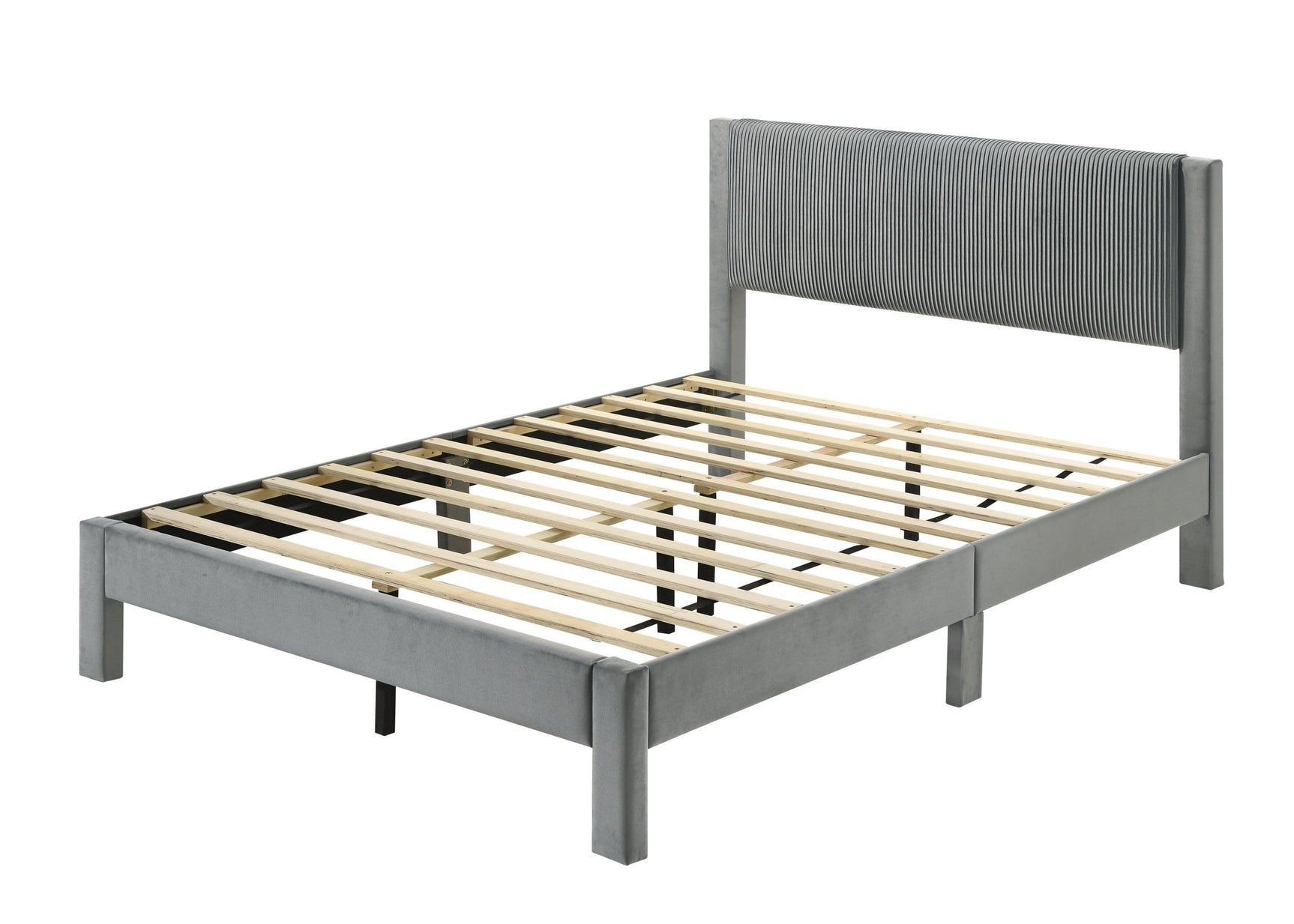 Lucia Light Gray Upholstered Platform Full Bed