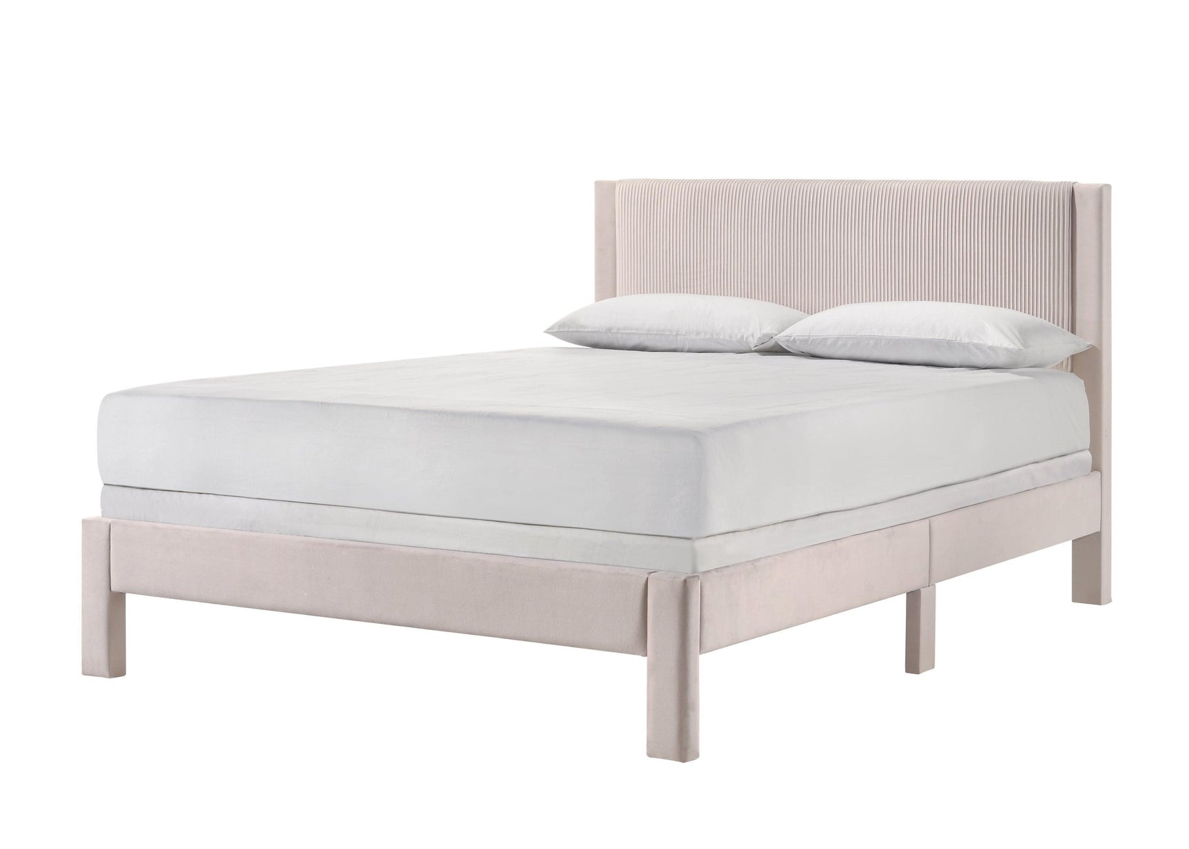Lucia Pink Upholstered Platform Queen Bed