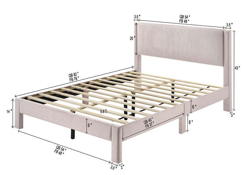 Lucia Pink Upholstered Platform Queen Bed