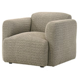 Dorset Fabric Upholstered Round Track Arm Accent Chair Brown