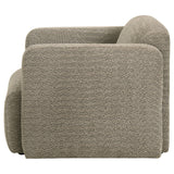 Dorset Fabric Upholstered Round Track Arm Accent Chair Brown