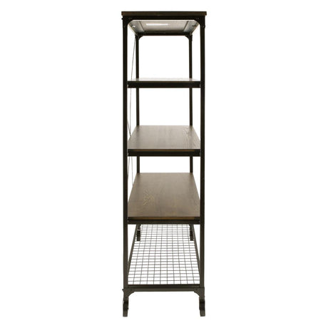 Millwood Weathered Natural And Rustic Black Metal Ash Veneers Engineered Wood And Metal Bookcase - Ella Furniture
