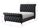 Kyrie Black Modern Transitional Upholstered Velvet Tufted Queen Panel Bed - Ella Furniture