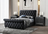 Kyrie Black Modern Transitional Upholstered Velvet Tufted King Panel Bed - Ella Furniture