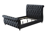 Kyrie Black Modern Transitional Upholstered Velvet Tufted King Panel Bed - Ella Furniture