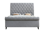 Kate Gray Modern Fabric Queen Upholstered Tufted Sleigh Platform Bed - Ella Furniture