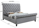 Kate Gray Modern Fabric Queen Upholstered Tufted Sleigh Platform Bed - Ella Furniture