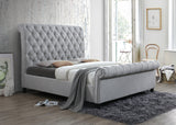 Kate Gray Modern Fabric Queen Upholstered Tufted Sleigh Platform Bed - Ella Furniture