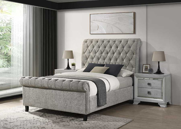 Kate Light Gray Upholstered Tufted Platform King Bed