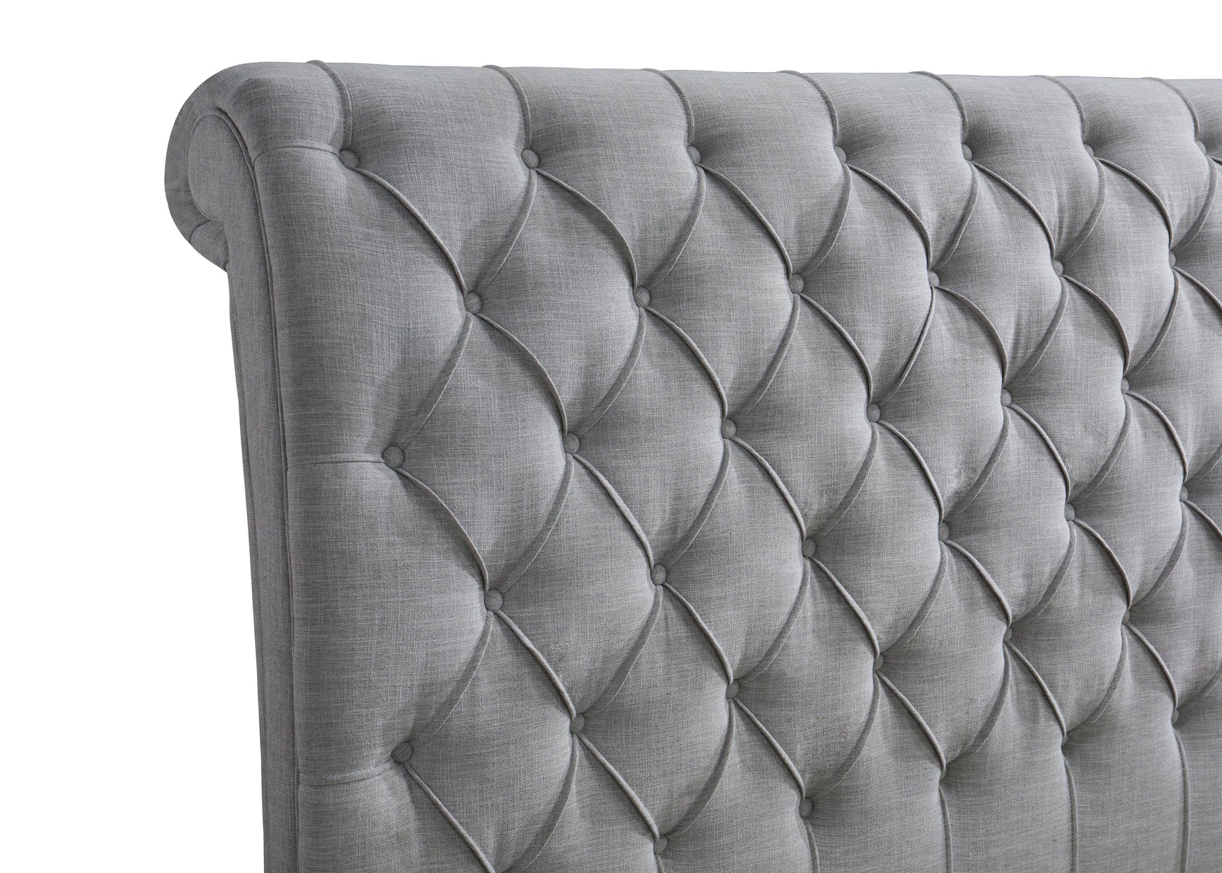 Kate Gray Modern Fabric Queen Upholstered Tufted Sleigh Platform Bed - Ella Furniture