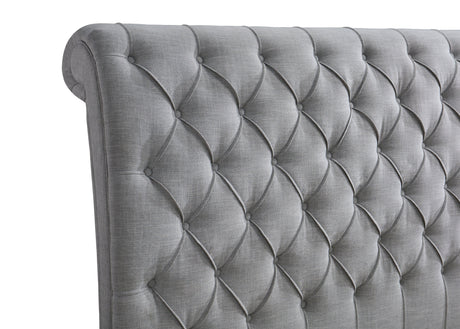 Kate Gray Modern Fabric Queen Upholstered Tufted Sleigh Platform Bed - Ella Furniture