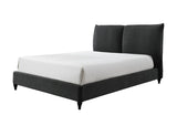 Jenn Charcoal Modern Contemporary Plywood Fabric/Velvet Upholstered Panel King Bed - Ella Furniture