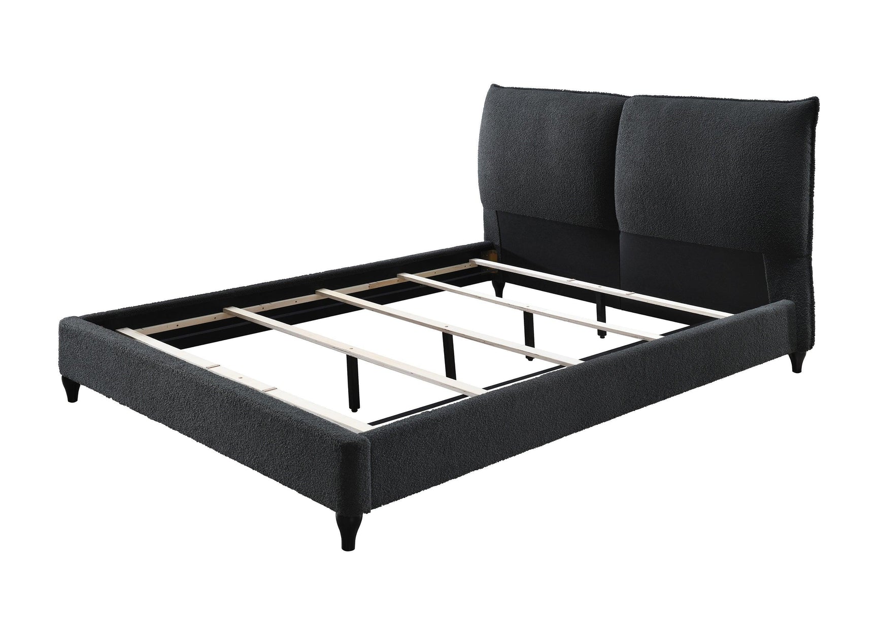 Jenn Charcoal Modern Contemporary Plywood Fabric/Velvet Upholstered Panel King Bed - Ella Furniture
