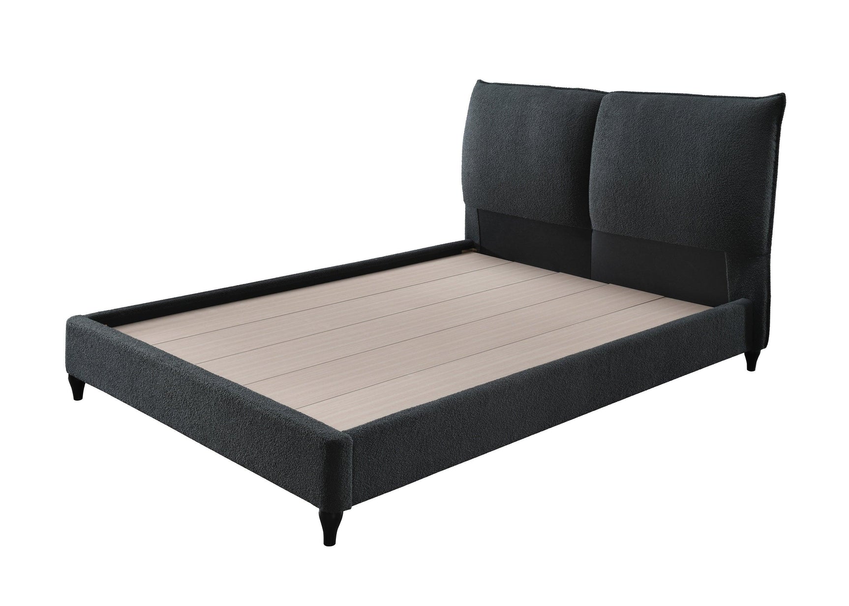 Jenn Charcoal Modern Contemporary Plywood Fabric/Velvet Upholstered Panel King Bed - Ella Furniture