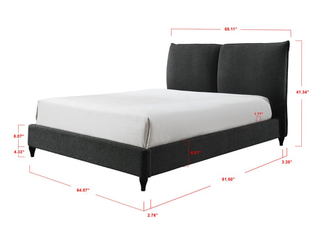 Jenn Charcoal Modern Contemporary Plywood Fabric/Velvet Upholstered Panel King Bed - Ella Furniture