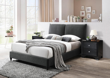 Jenn Charcoal Modern Contemporary Plywood Fabric/Velvet Upholstered Panel Queen Bed - Ella Furniture