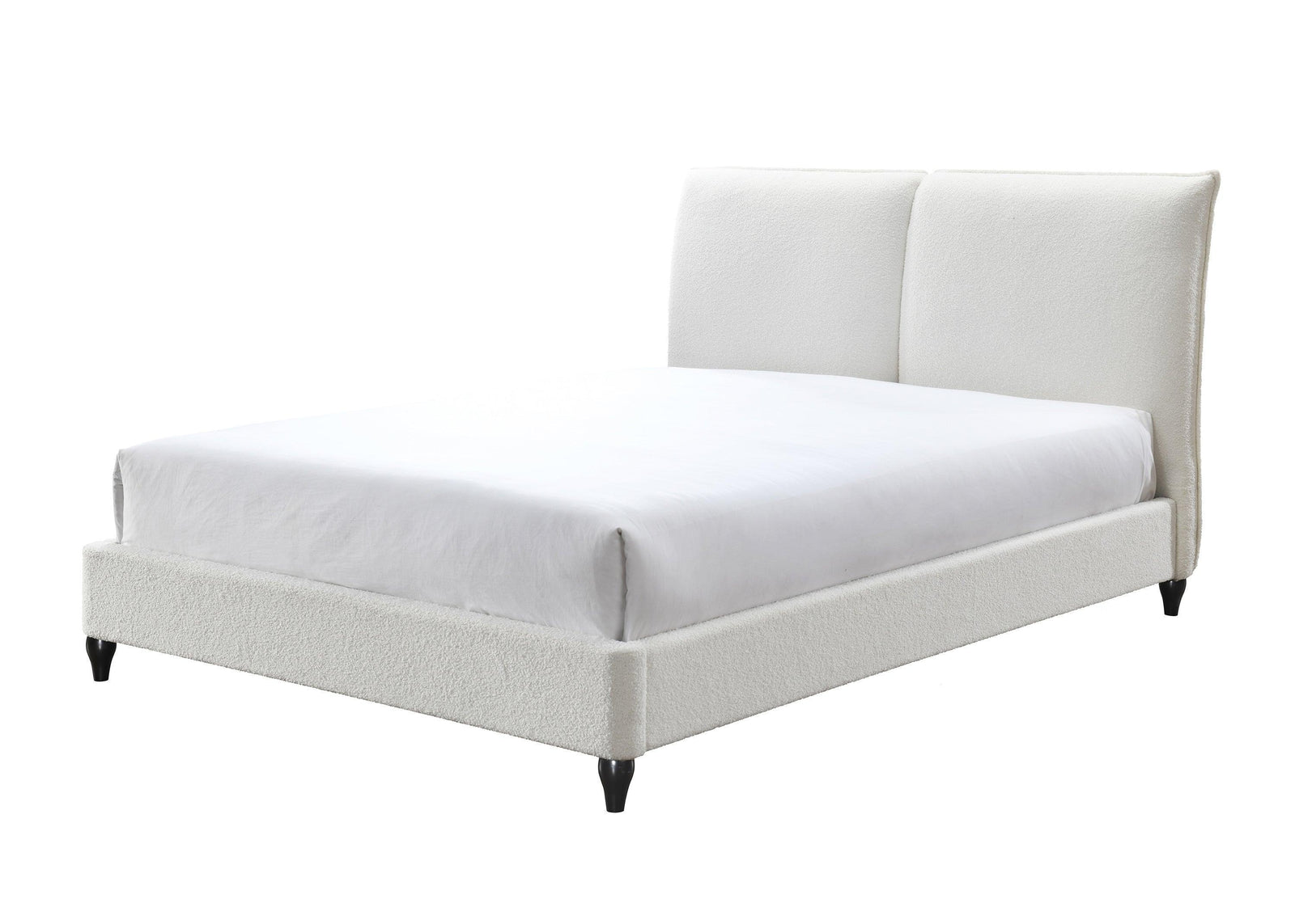 Jenn White Modern Traditional Fabric King Platform Bed - Ella Furniture