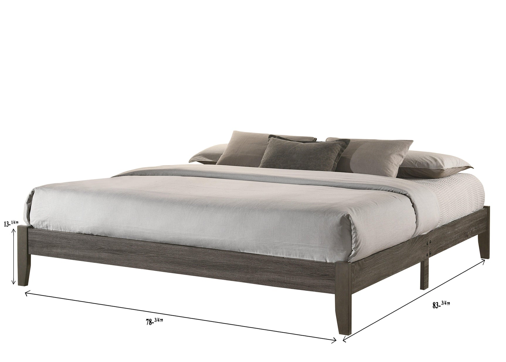 Skyler Gray Modern Sleek Contemporary Wood Queen Platform Bed - Ella Furniture