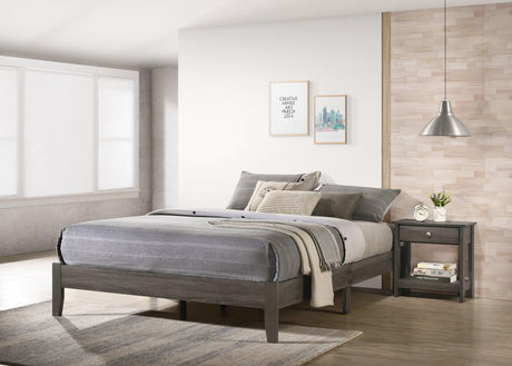 Skyler Gray Modern Sleek Contemporary Wood King Platform Bed - Ella Furniture