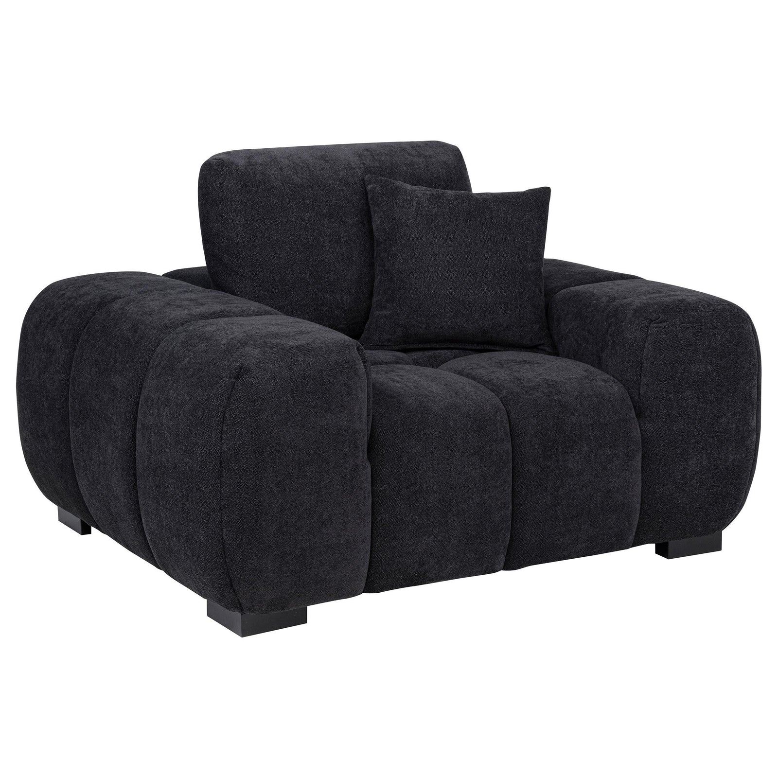 Octavia Fabric Upholstered Track Arm Accent Chair Black