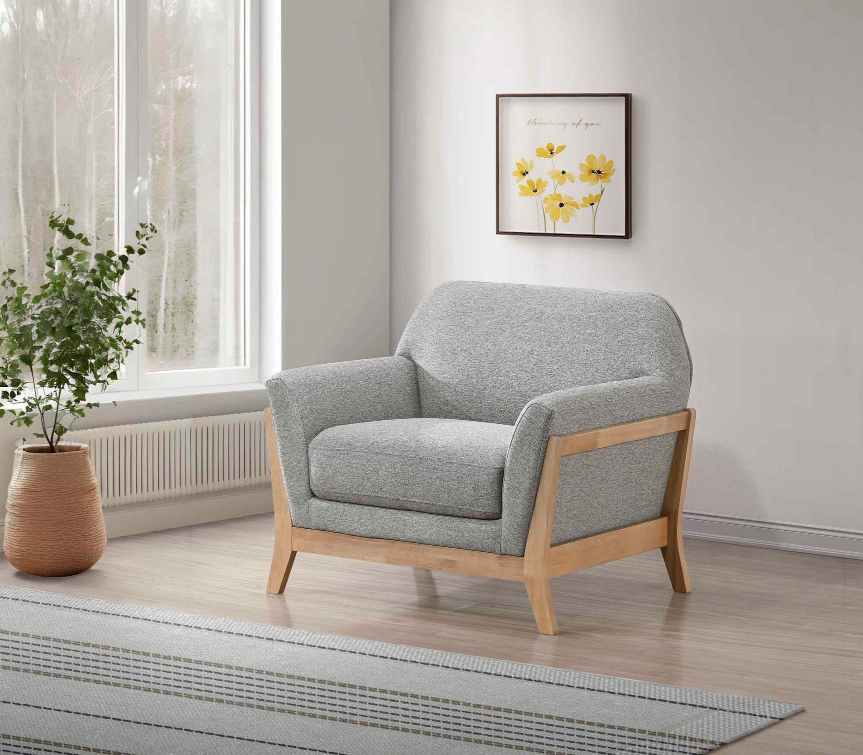 Vaughn Fabric Upholstered Flared Arm Accent Chair Grey